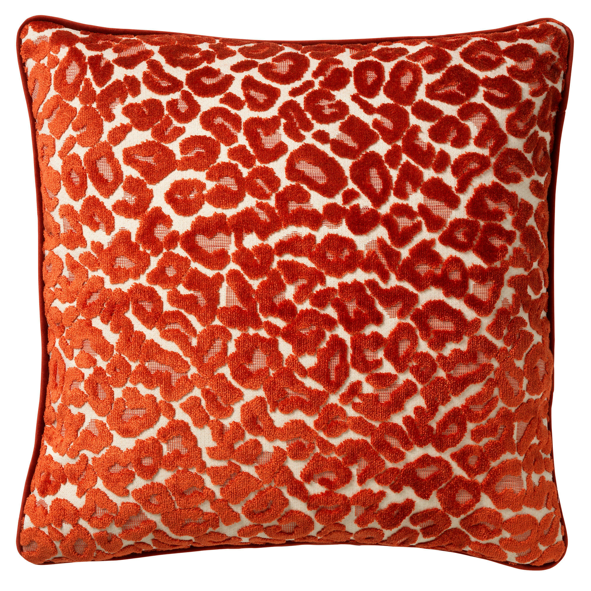 LEONA - Coussin - orange en velours 45x45 cm avec imprimé animalier
