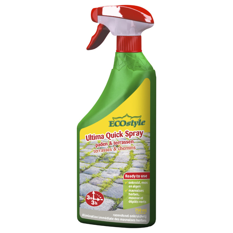 Spray désherbant et anti-mousse pour allées Ultima Quick 0,75 L ECOSTYLE