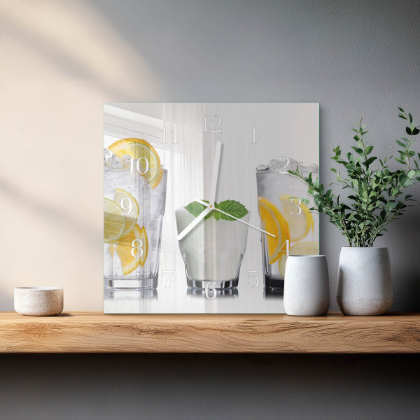 Zegar na ścianę 30x30 Cytrynowy design na ścianę