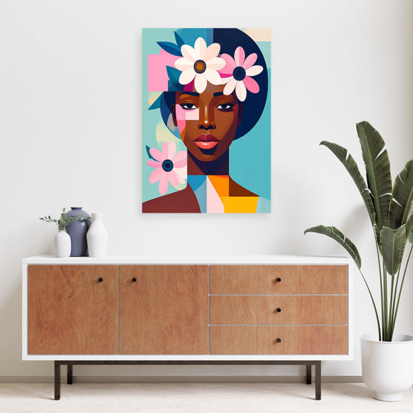 Obraz do salonu sypialni, Portret Kobiety w stylu Bauhaus 20x30
