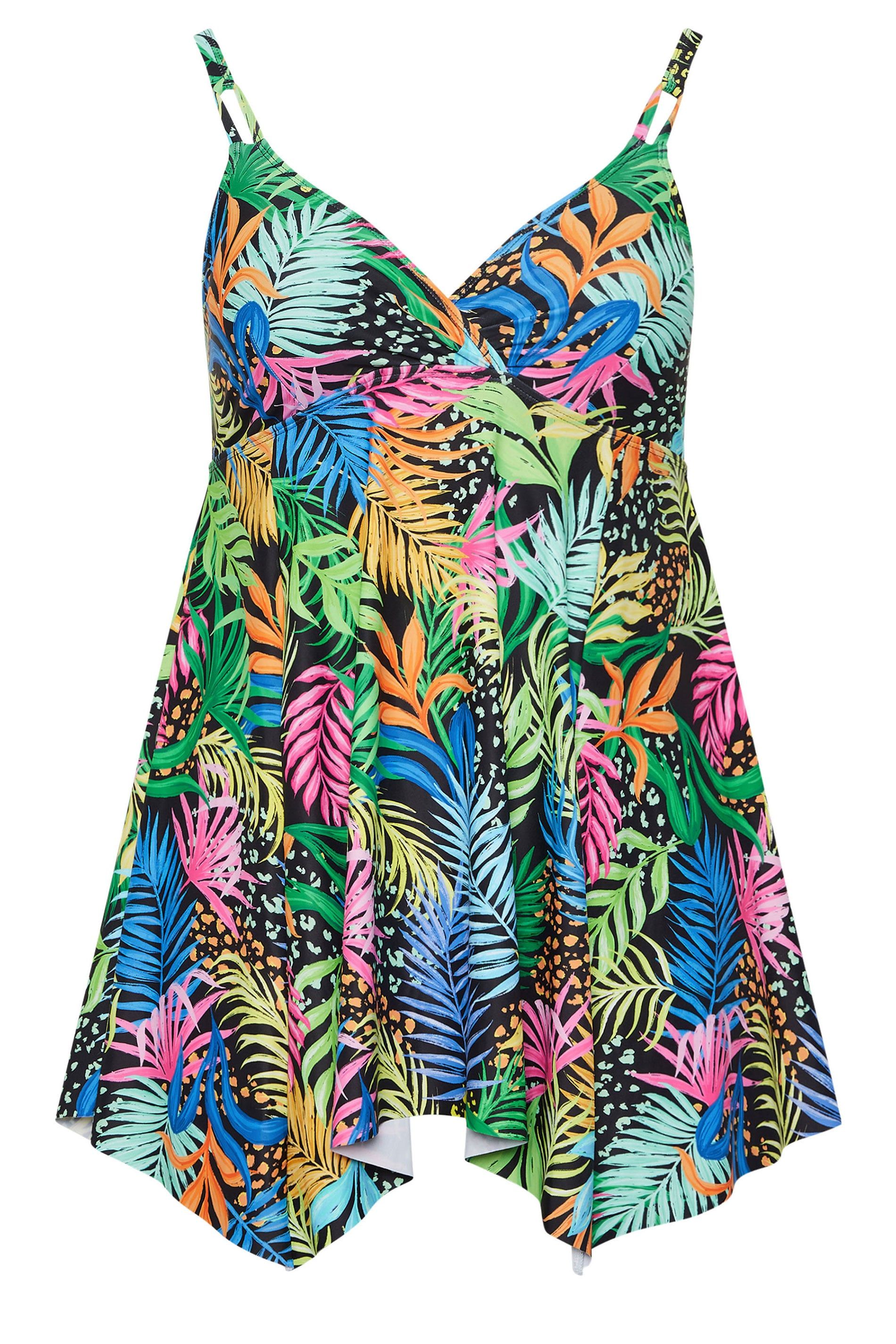 Yours Tropical Print Hanky Hemline Swimdress