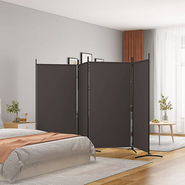 Cloison de séparation 4 panneaux Marron 346x180 cm Tissu vidaXL