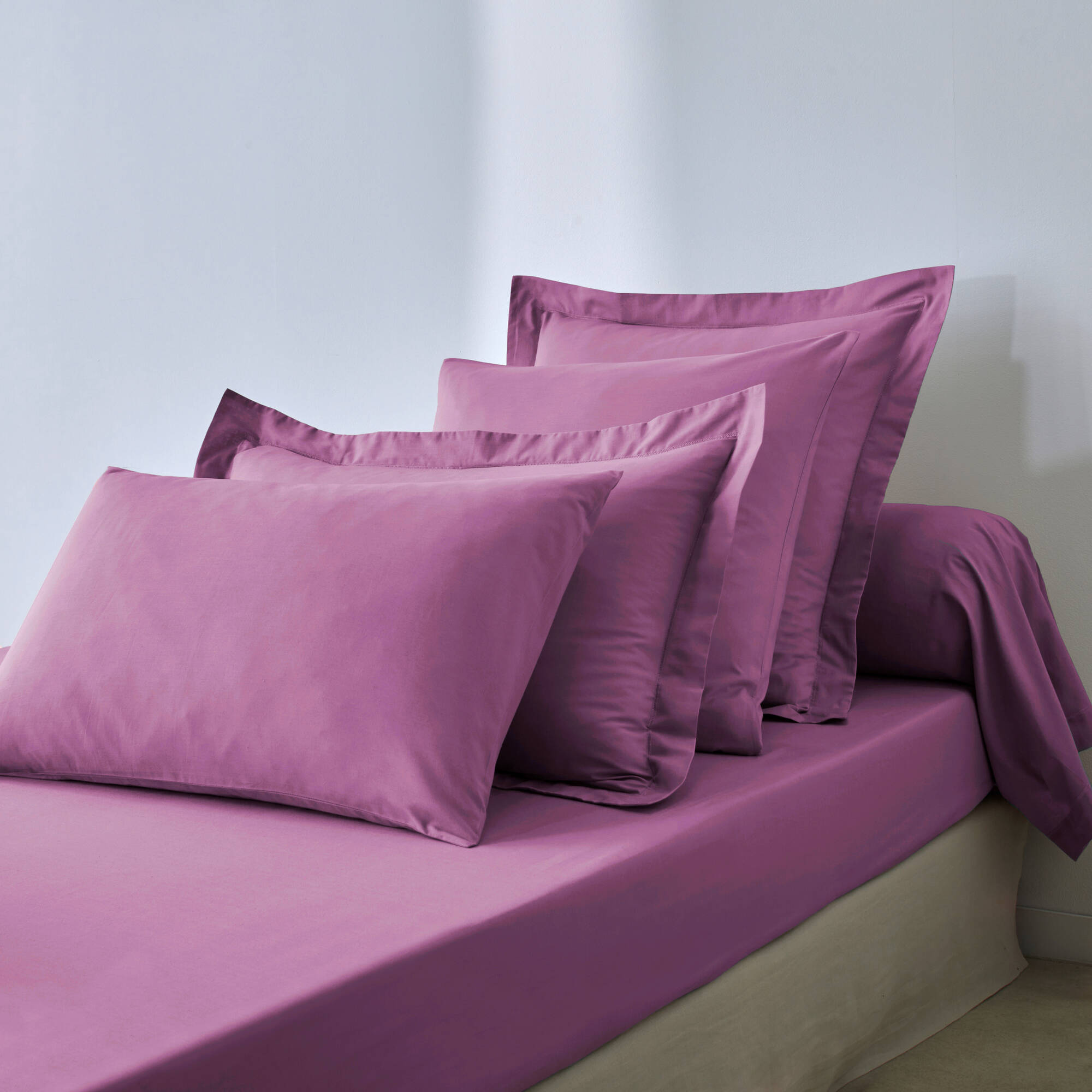 Drap-housse uni polyester - coton bonnet 32 cm