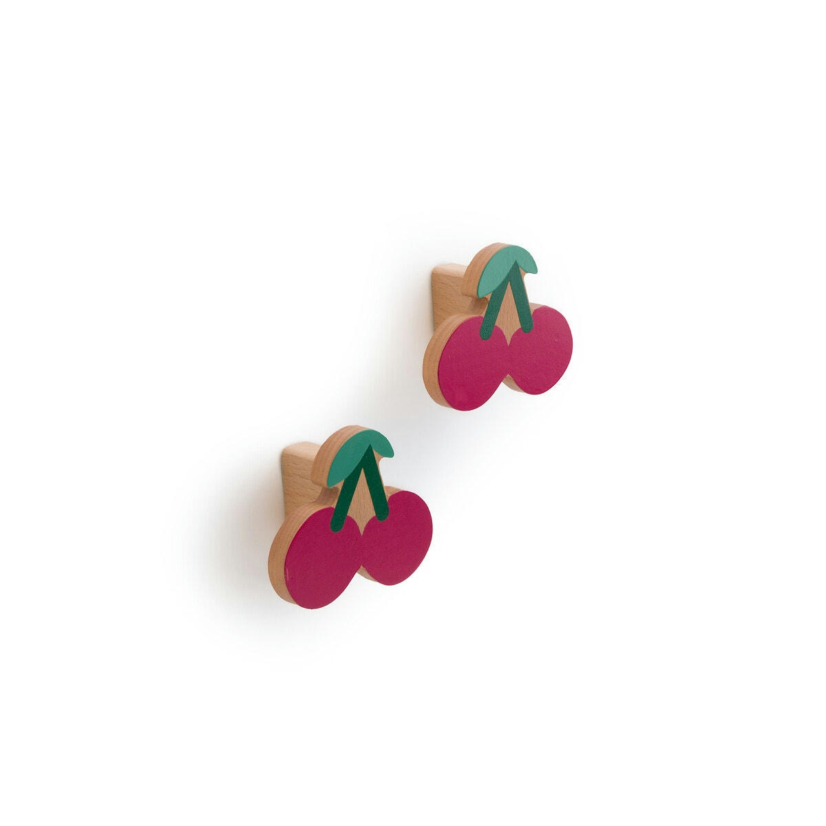 Lot de 2 patères cerise en bois, Cerise