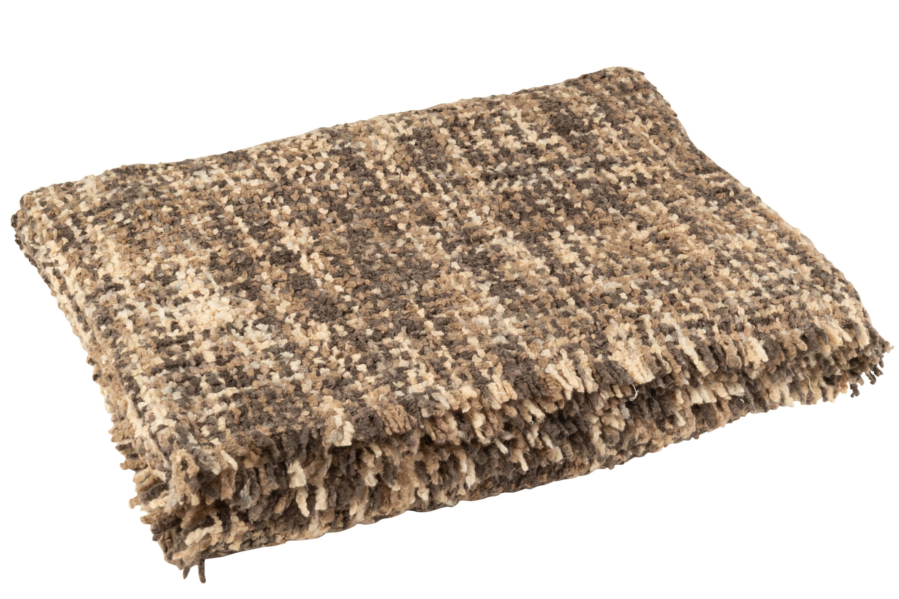 J-Line plaid Tweed - katoen - bruin beige - 180 x 130 cm
