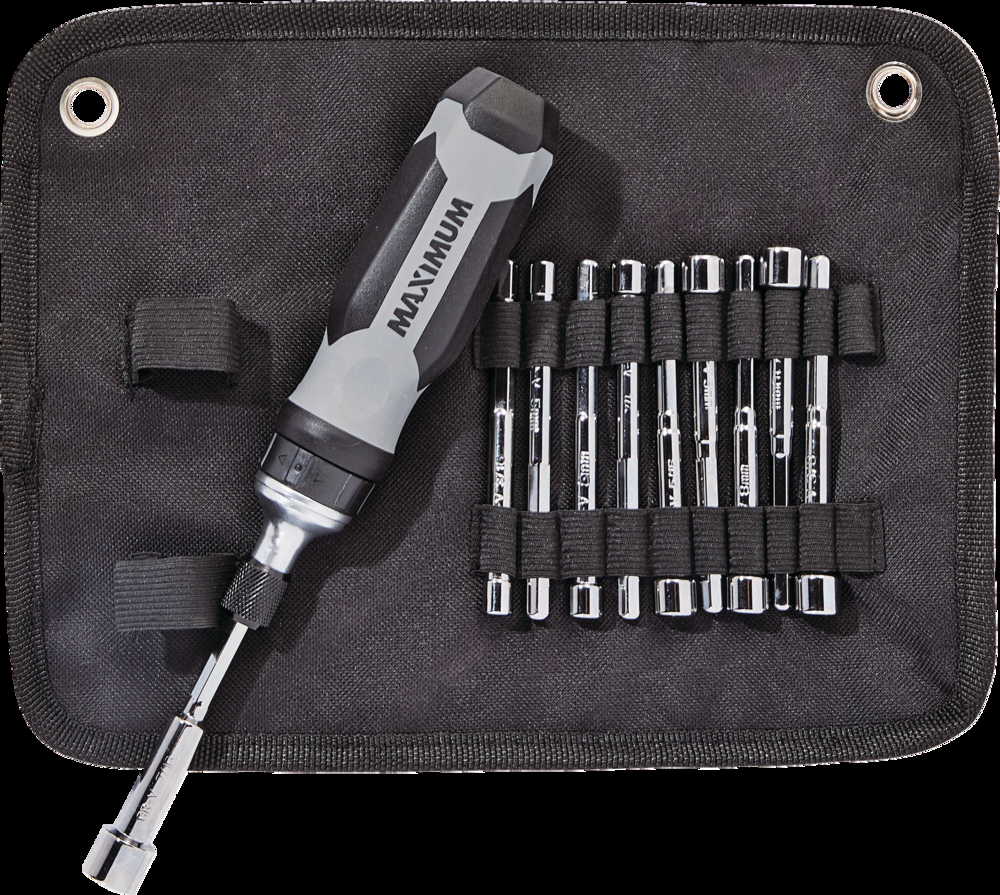 MAXIMUM Ratcheting Nut Driver Set with Storage Bag, Soft/Comfortable Handle, SAE/Metric, 11-pc