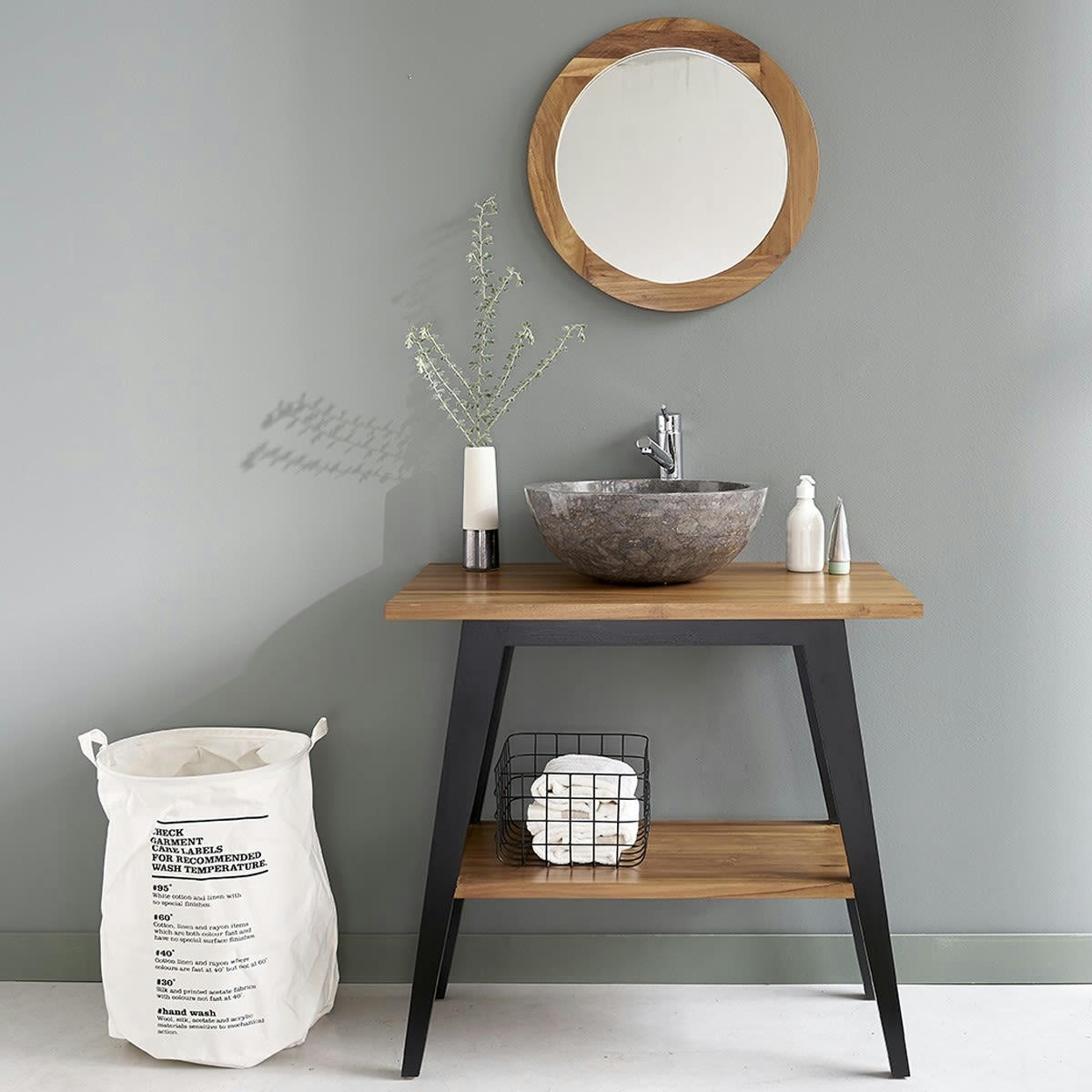 SARA - Meuble sous vasque en teck massif 80 cm