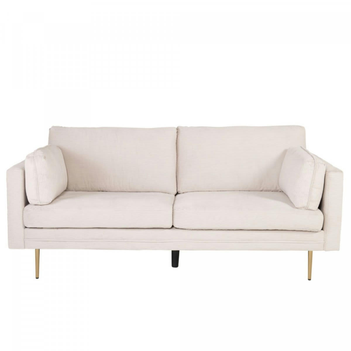 RAFFO - Canapé 3 places en velours côtelé beige