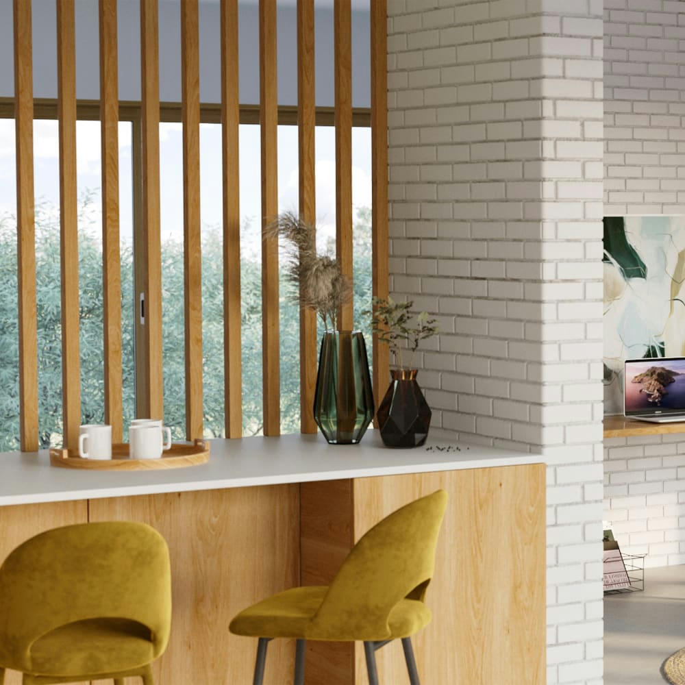 PÉNÉLOPE - Chaise de bar mi-hauteur en velours jaune 65 cm (lot de 2)