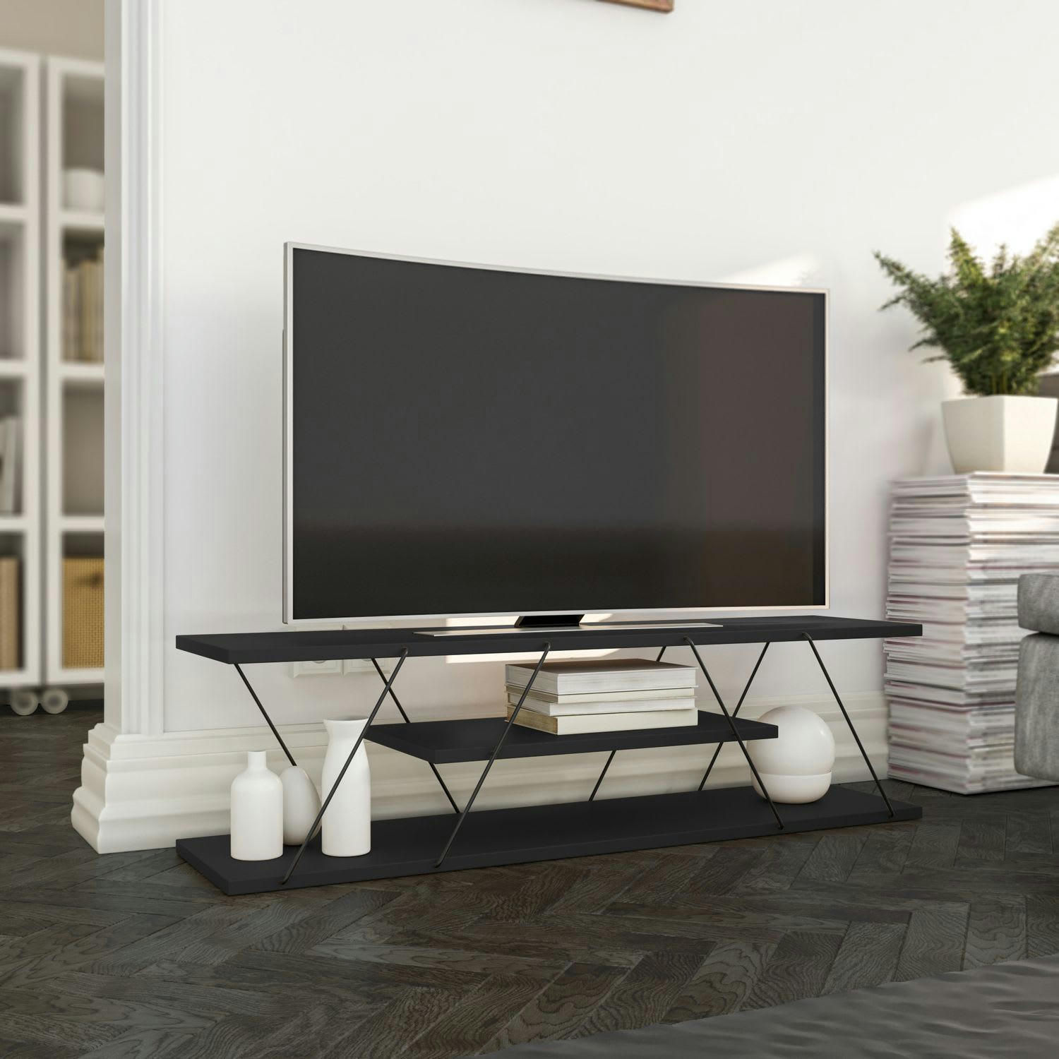 CANAZ - Meuble TV de style industriel anthracite