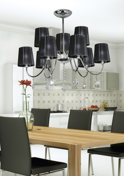 Lampa wisząca SORENTO 9x40w e14 chrom abażur czarny