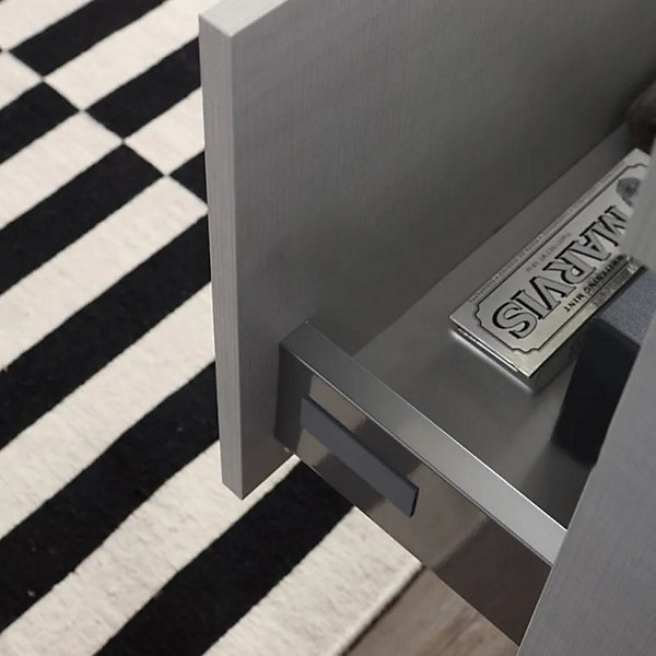Armoire De Toilette Murale 100 Cm Avec Tiroir Gris Lune Et Miroir 100X60