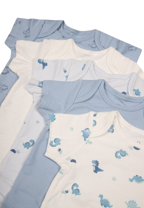 Baby Boys 5pk Blue Dinosaur Print Bodysuits