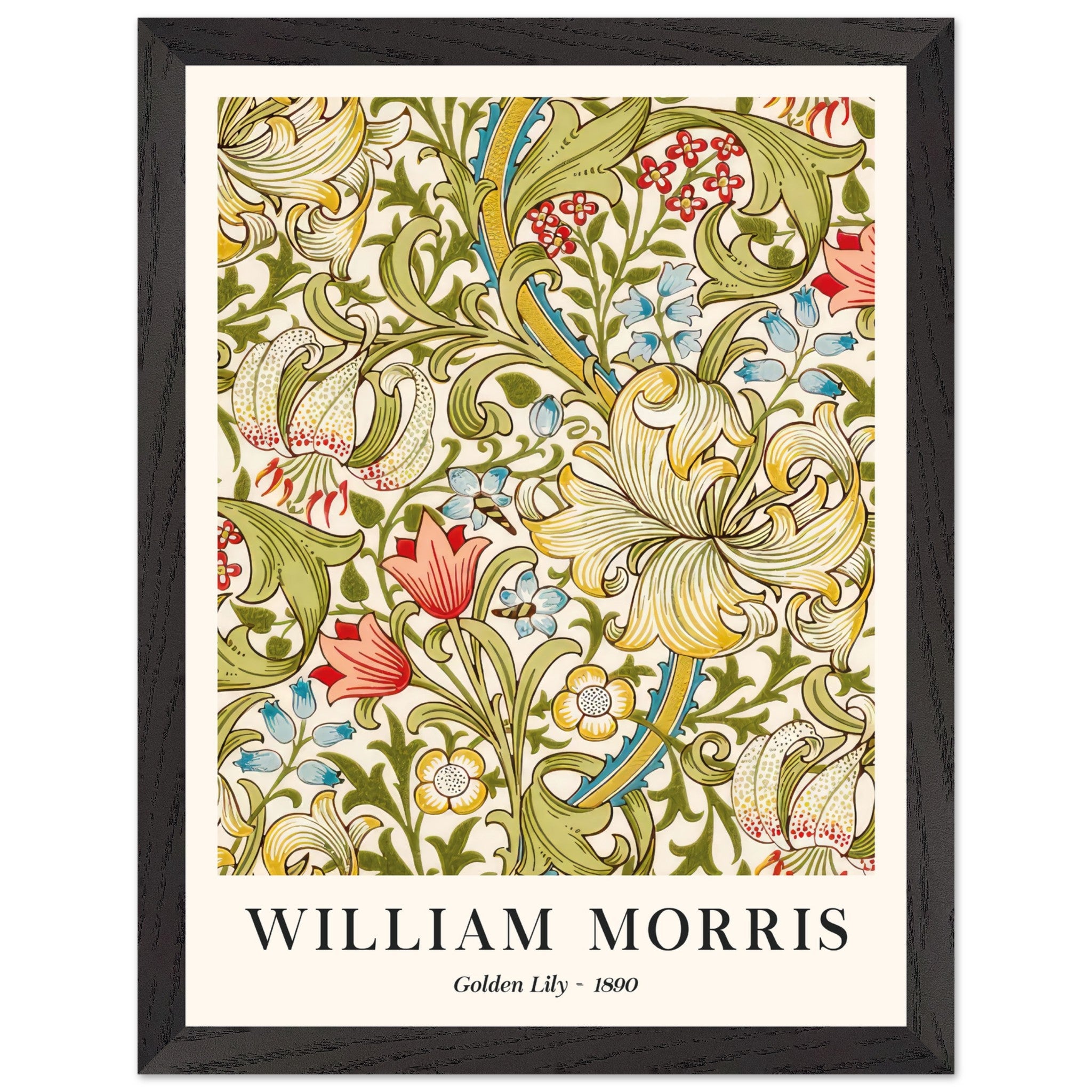 Artfulprints Poster met Lijst William Morris - Golden lilly 1890  - 30x40 cm - Groen