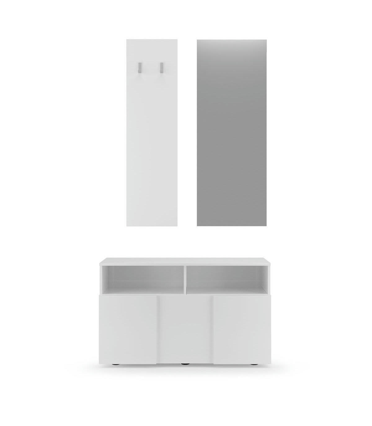 DAMA - Set 3 pièces avec petit meuble, porte manteau mural et miroir