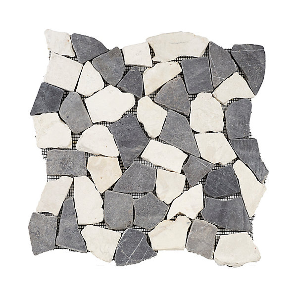 Mosaïque marbre Mosa gris L. 30 x l. 30 cm Mat Inter