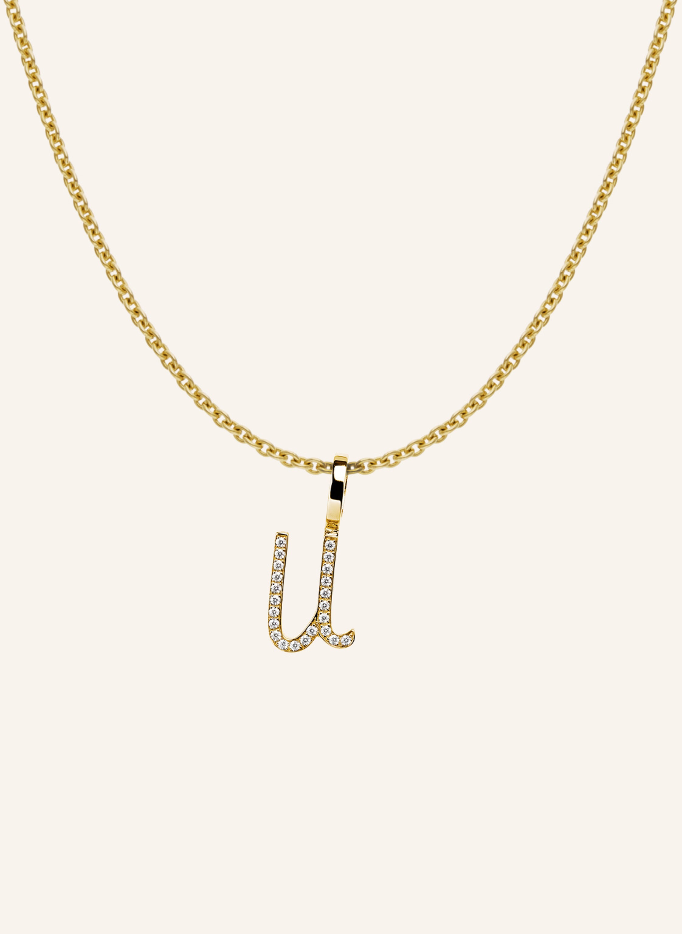 CADA Kette TINY DIAMOND LETTER U