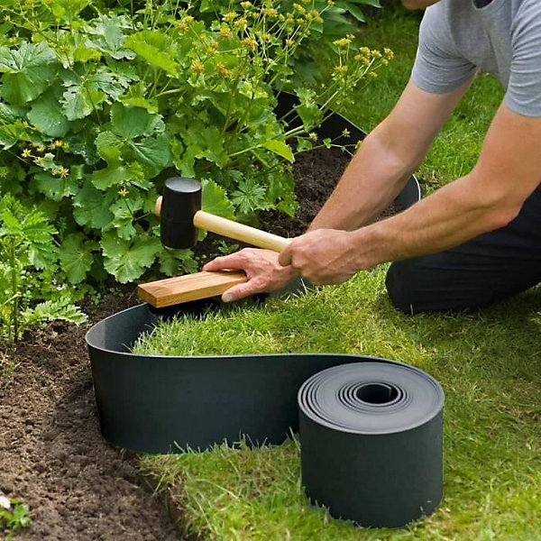 Bordure de jardin en polypropylène recyclé - NATURE - Epaisseur 3 mm - H 15 cm x 10 m - Noir