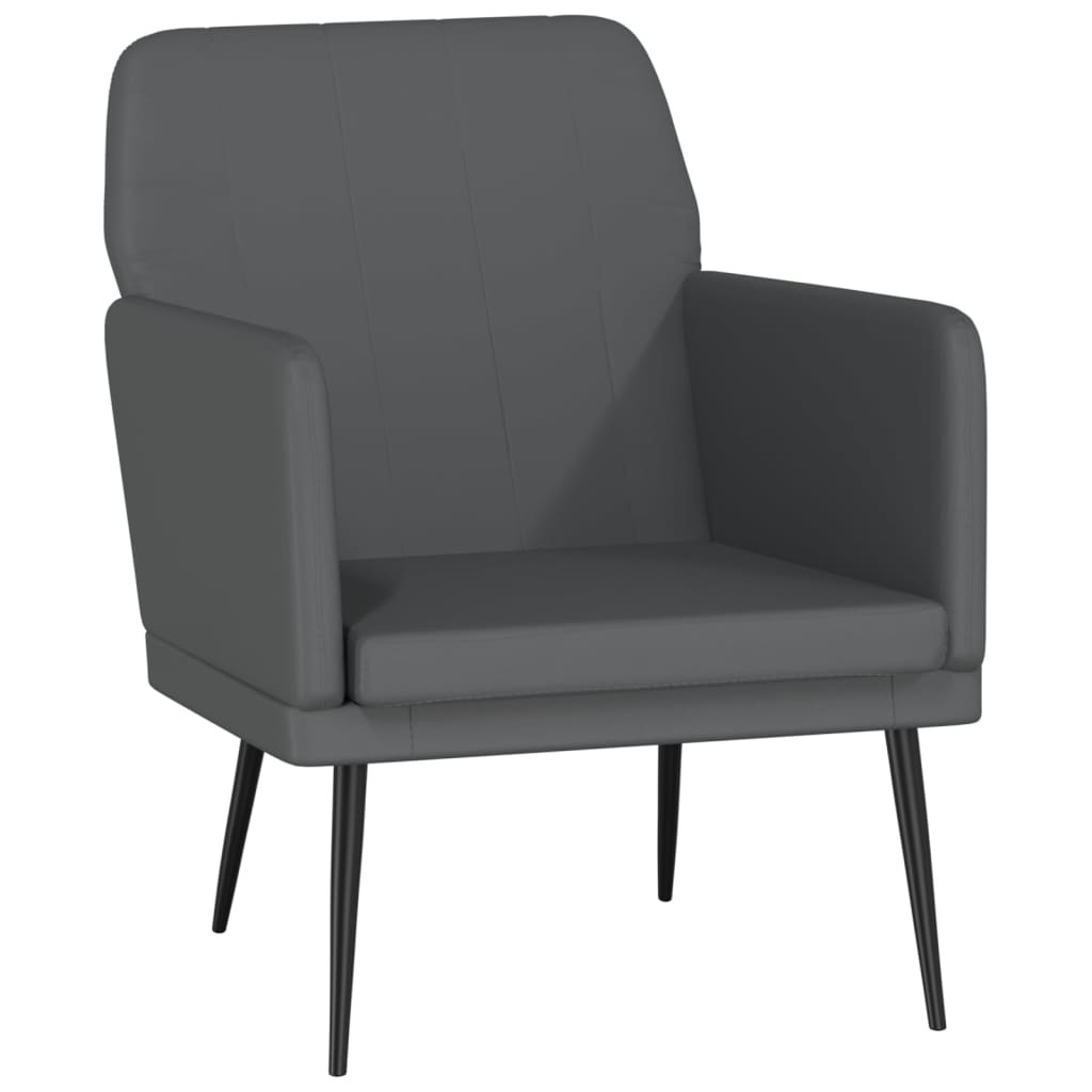 Fotel Wypoczynkowy Szary Ekoskóra Tapicerowany Do Salonu Pokoju 61x78x80 cm
