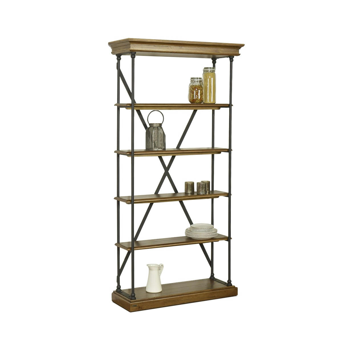 MARCUS - Etagère bibliothèque en pin et métal