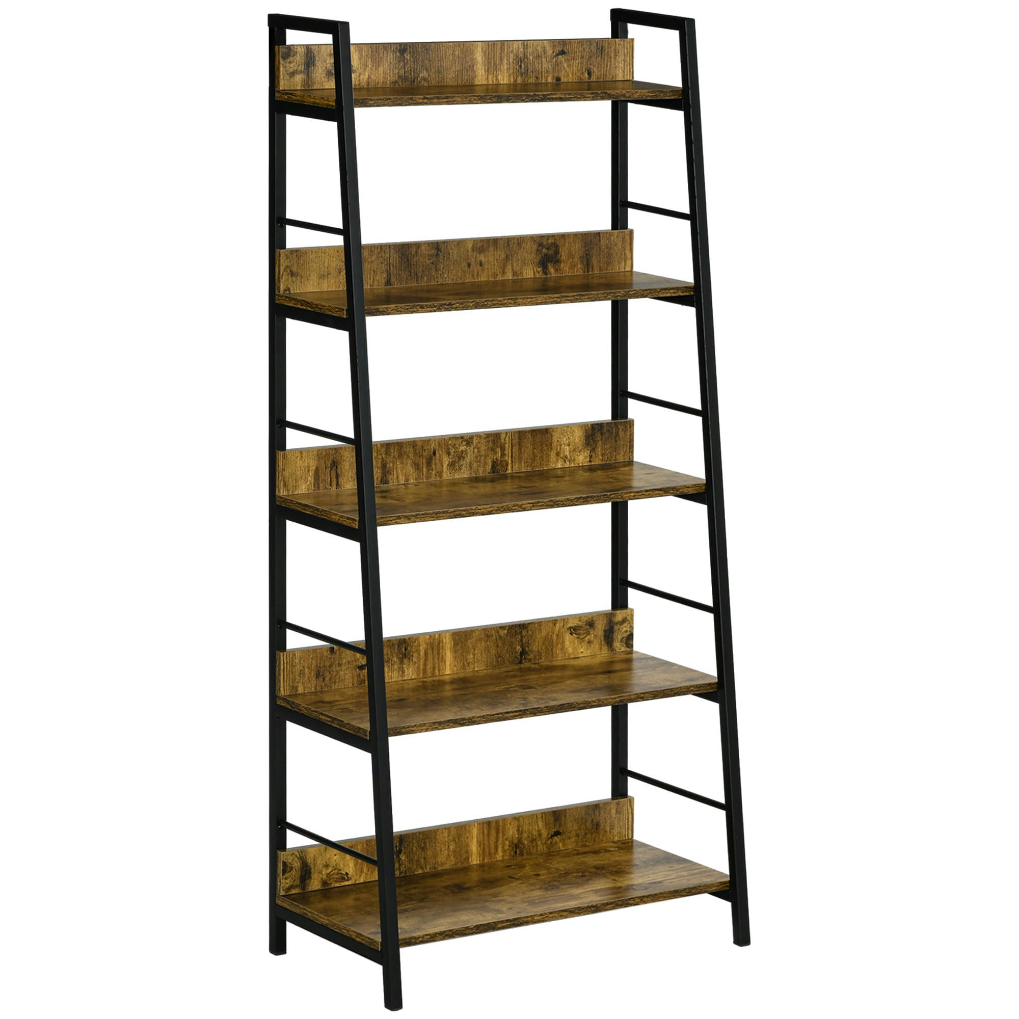 - Étagère bibliothèque style industriel incliné 5 niv. bois vieilli noir