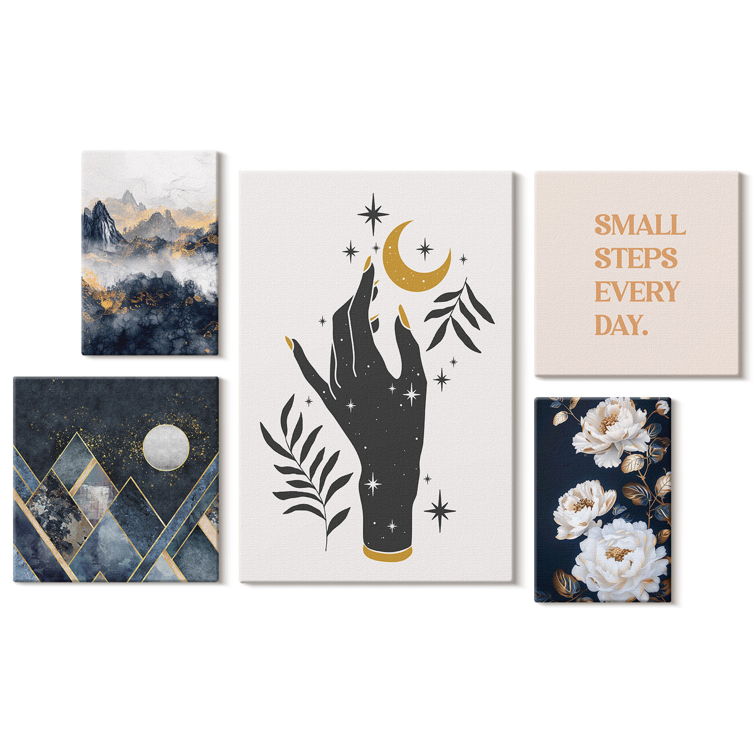 Obraz canvas 5 części Boho hasła|20x30, 30x30, 40x60|Wallfluent