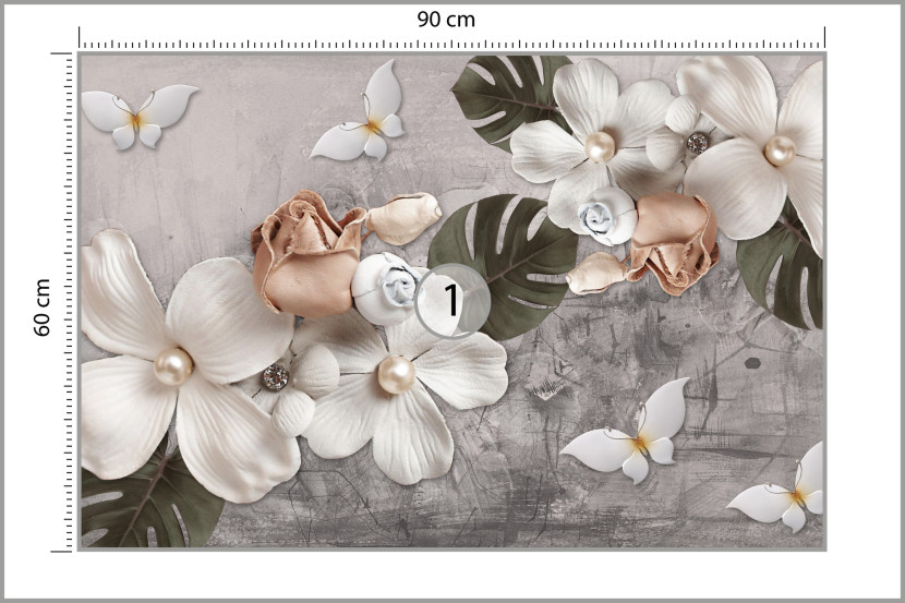Fototapeta Do Salonu Abstrakcyjne Kwiaty 3D 90x60cm