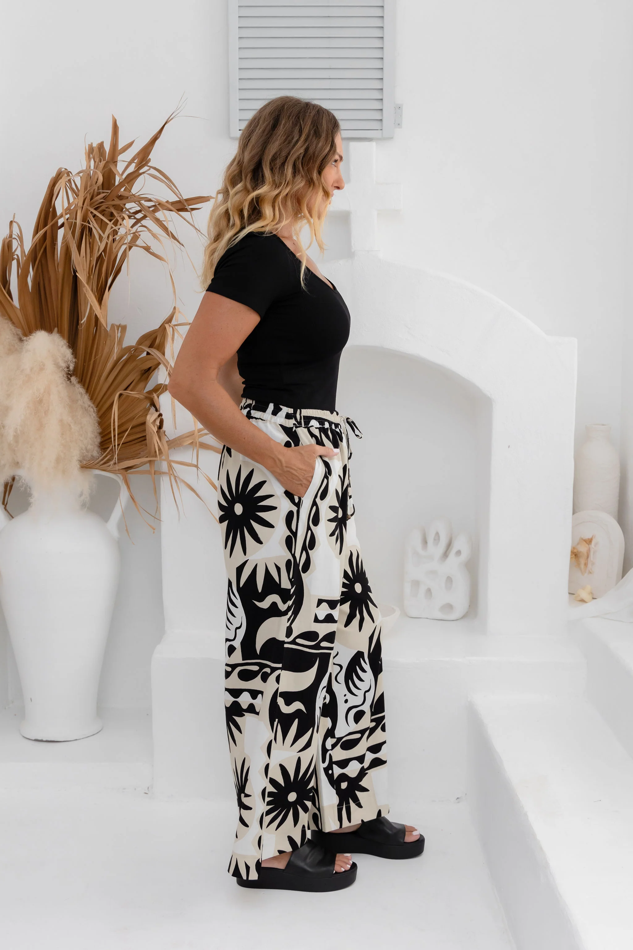 Gina Linen Blend Pant in Neptune