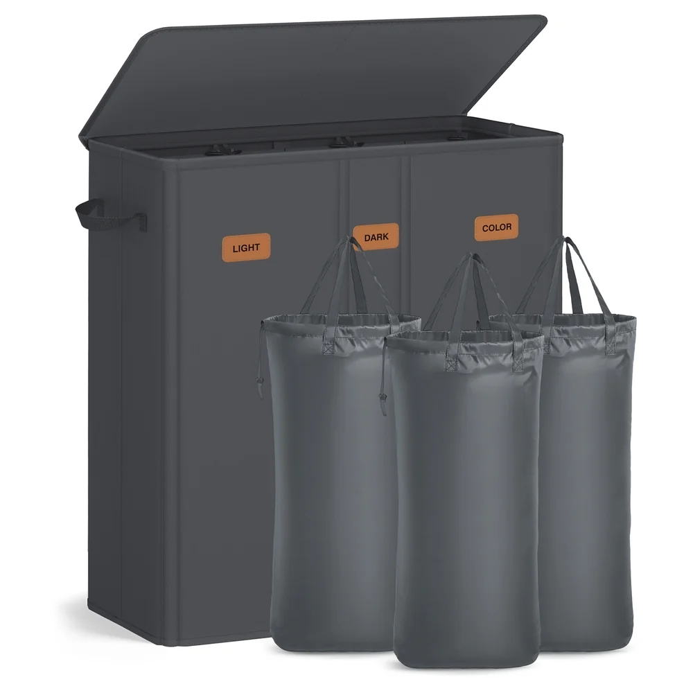 SONGMICS Panier à linge avec 3 compartiments