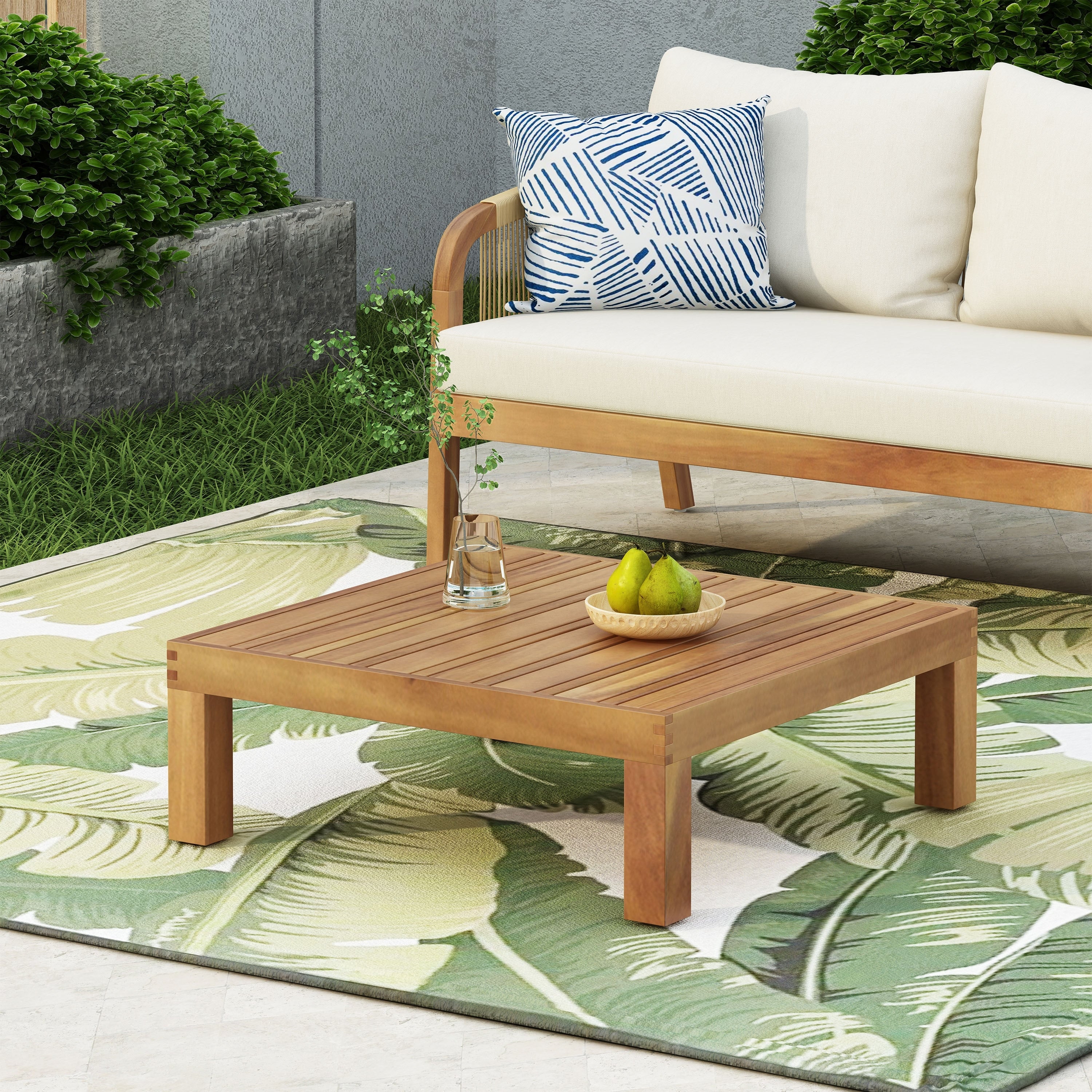Oana Acacia Wood Outdoor Coffee Table by Christopher Knight Home