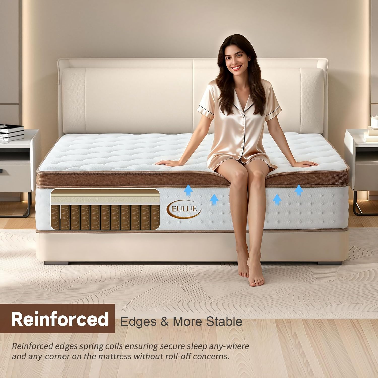 King Size Mattress 14 Inch, Hybrid Memory Foam Mattress in a Box，Medium Firm with Zoned Pocket Coils Support and Motion Isolation Design,CertiPUR-US Certified,80*76