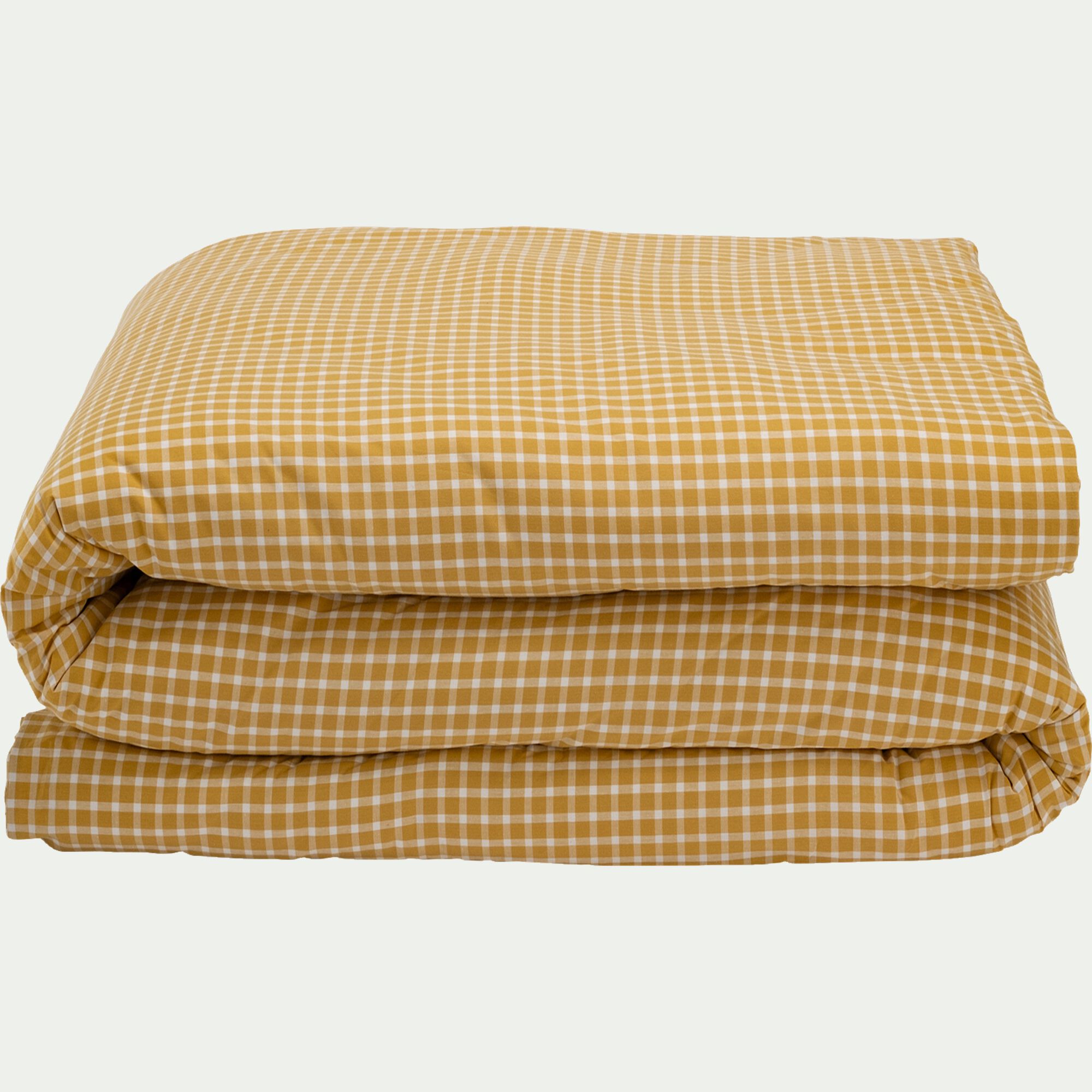 PLAKA - Housse de couette en coton motif carreaux 240x220cm - jaune