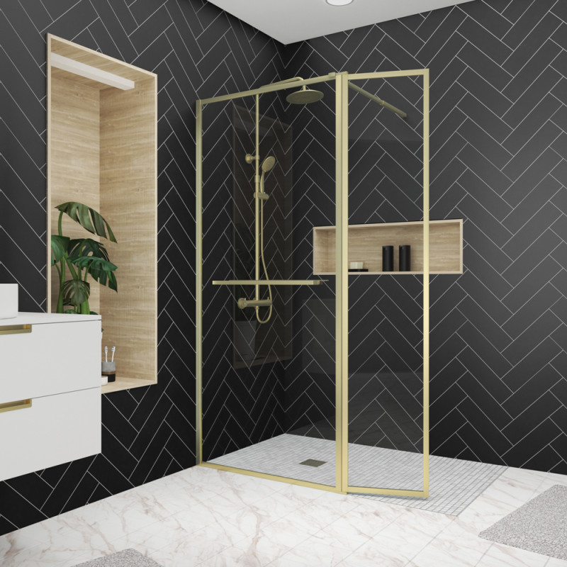 Paroi de douche avec volet Golden Edge Shelf 90   40 x 200 cm AURLANE