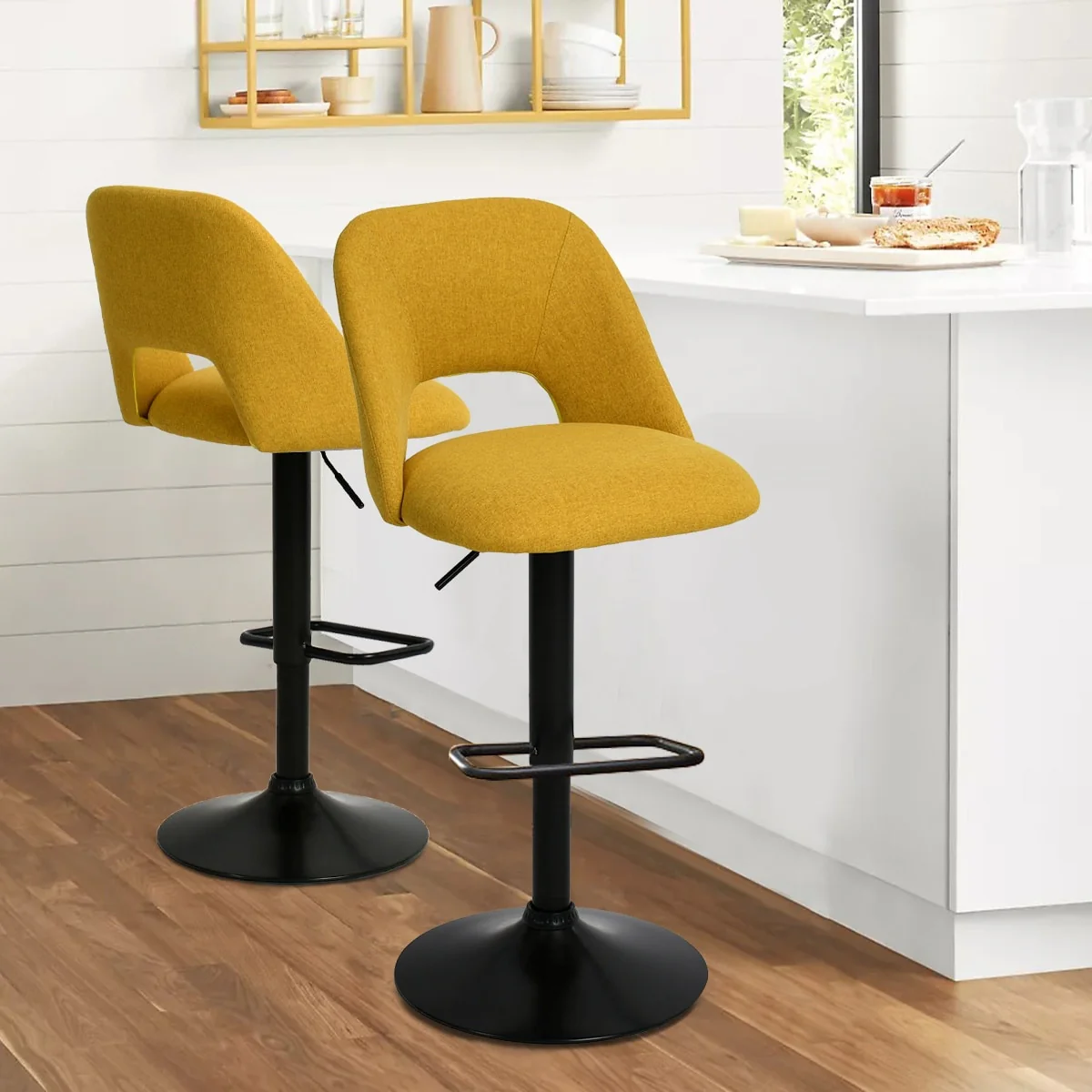 17.7 Bigger Base Vinyl Adjustable Height Swivel Bar Stool, Set of 2 - 32x17x17