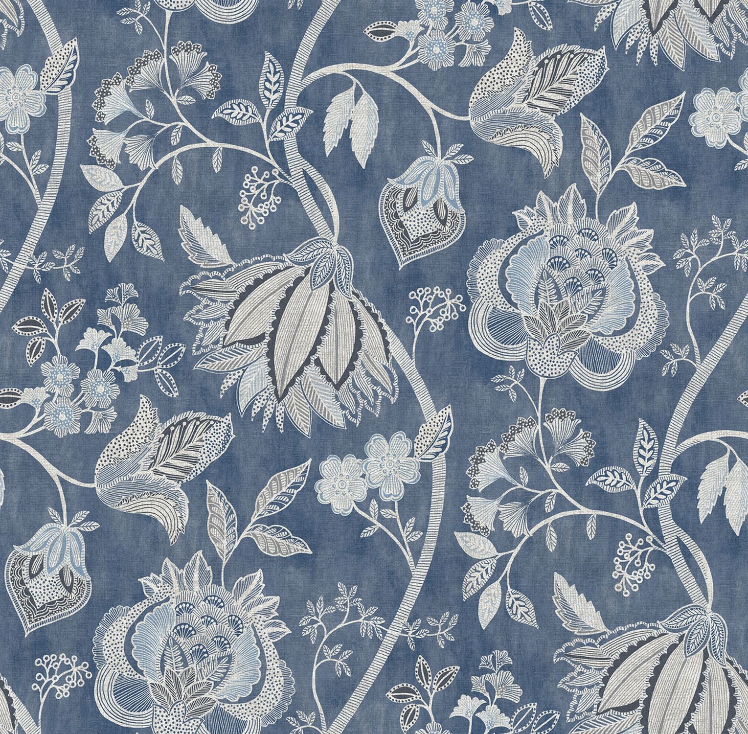 Sanders & Sanders behang bloemen donkerblauw - 53 cm x 10 m - 641007