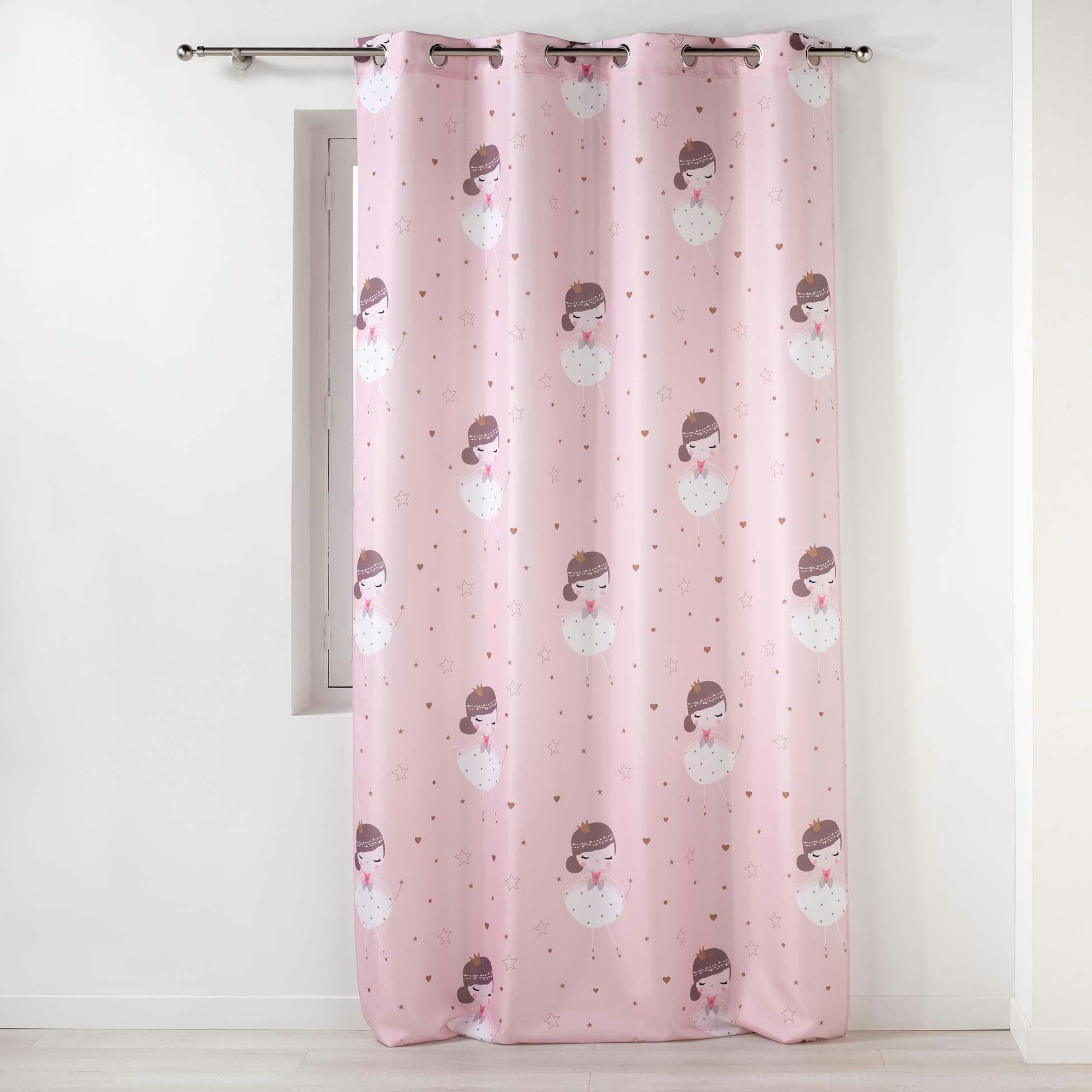 PETIT PRINCESSE - Rideau imprimé polyester rose 260x140cm