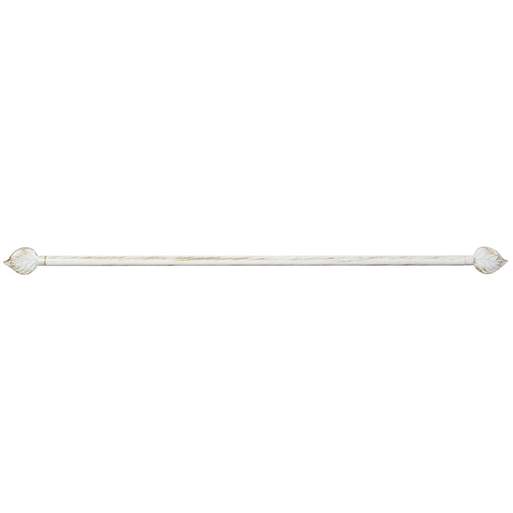 Tringle à vitrage Extensible 40-60 cm embout feuille blanc vieilli