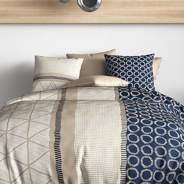 Housse de couette 100% coton 57 fils   2 taies d'oreiller