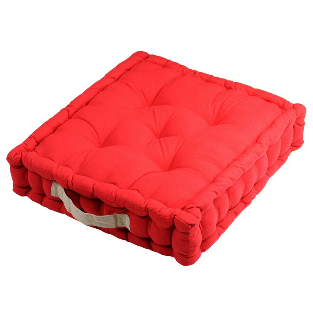 - Coussin de sol bicolore coton rouge 45 x 45