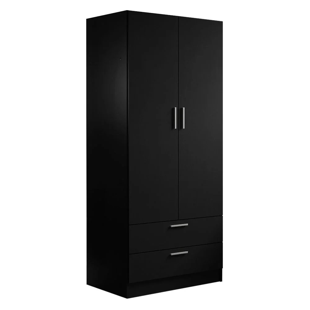 Madesa 2 Door 2 Drawer Storage Cabinet Wardrobe with Shelf and Hanging Space 31L Wooden Armoire Closet Organization Unit
