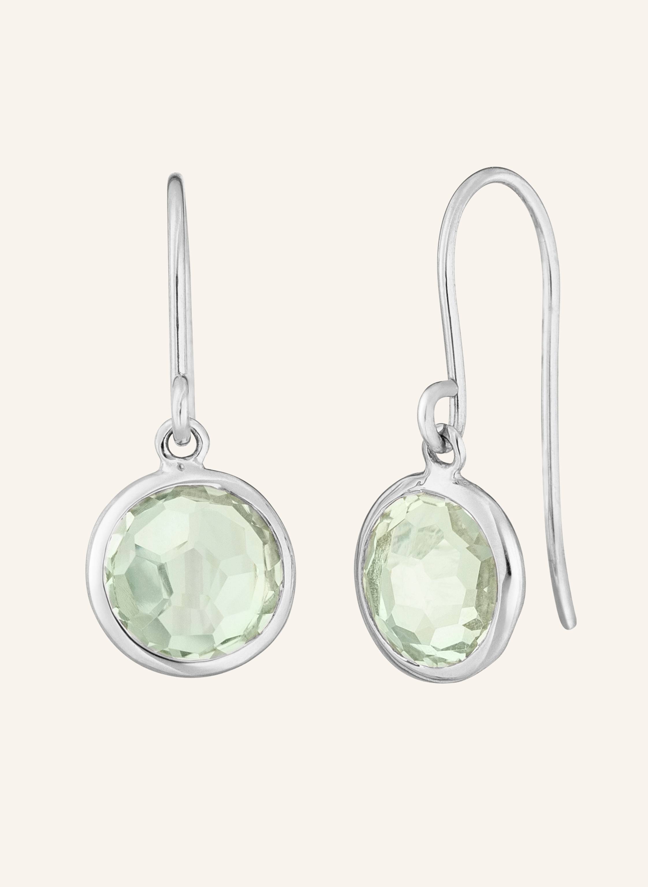 Leaf Ohrhänger GREEN AMETHYST aus14 Karat Weißgold