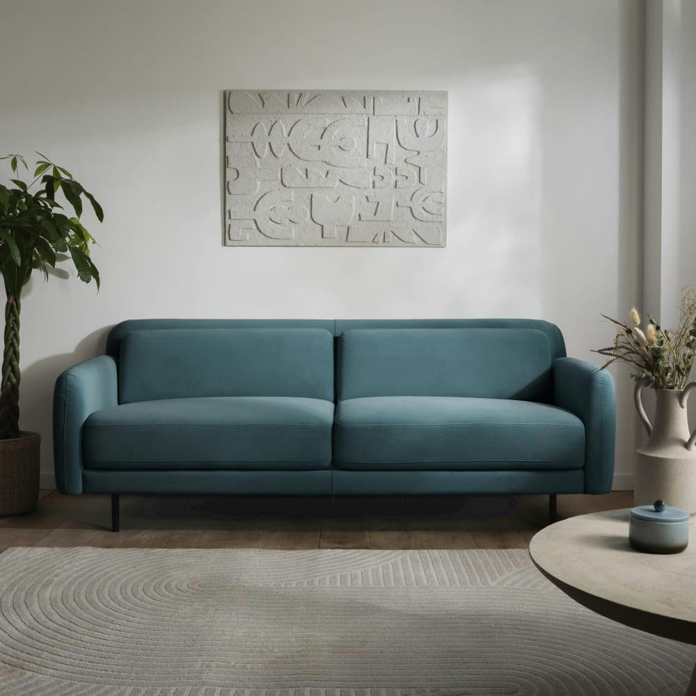 HANI - Canapé 3 places en velours vert eucalyptus