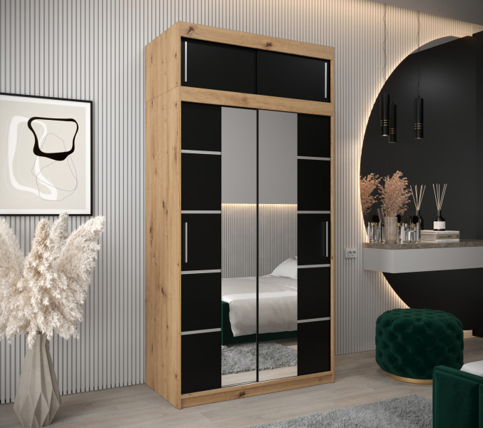 Szafa przesuwna Verona 4 120 artisan   czarny z nadstawką