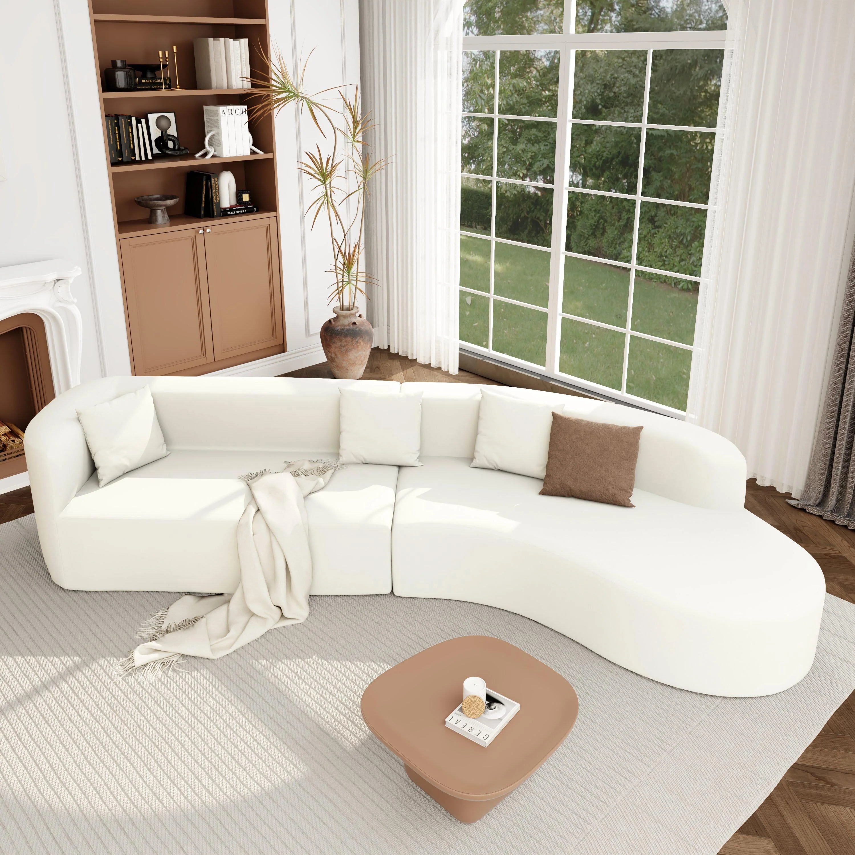 Modern Large 2-Piece Sectional Sofa with 3 Pillows