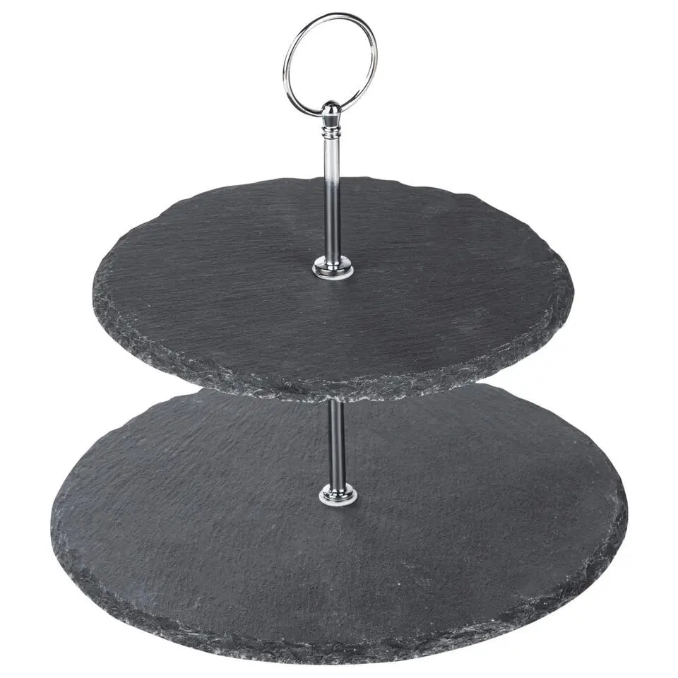 HI Etagere - leisteen - 2-laags - diameter 20 en 25 cm
