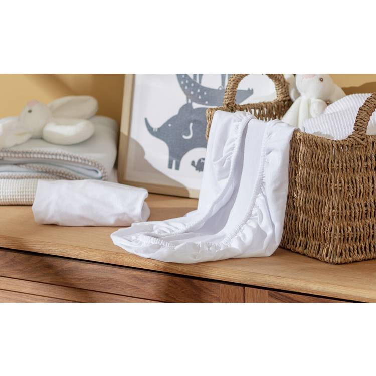 Habitat Kids 2 Pack Cotton Jersey White Fitted Sheet – Moses