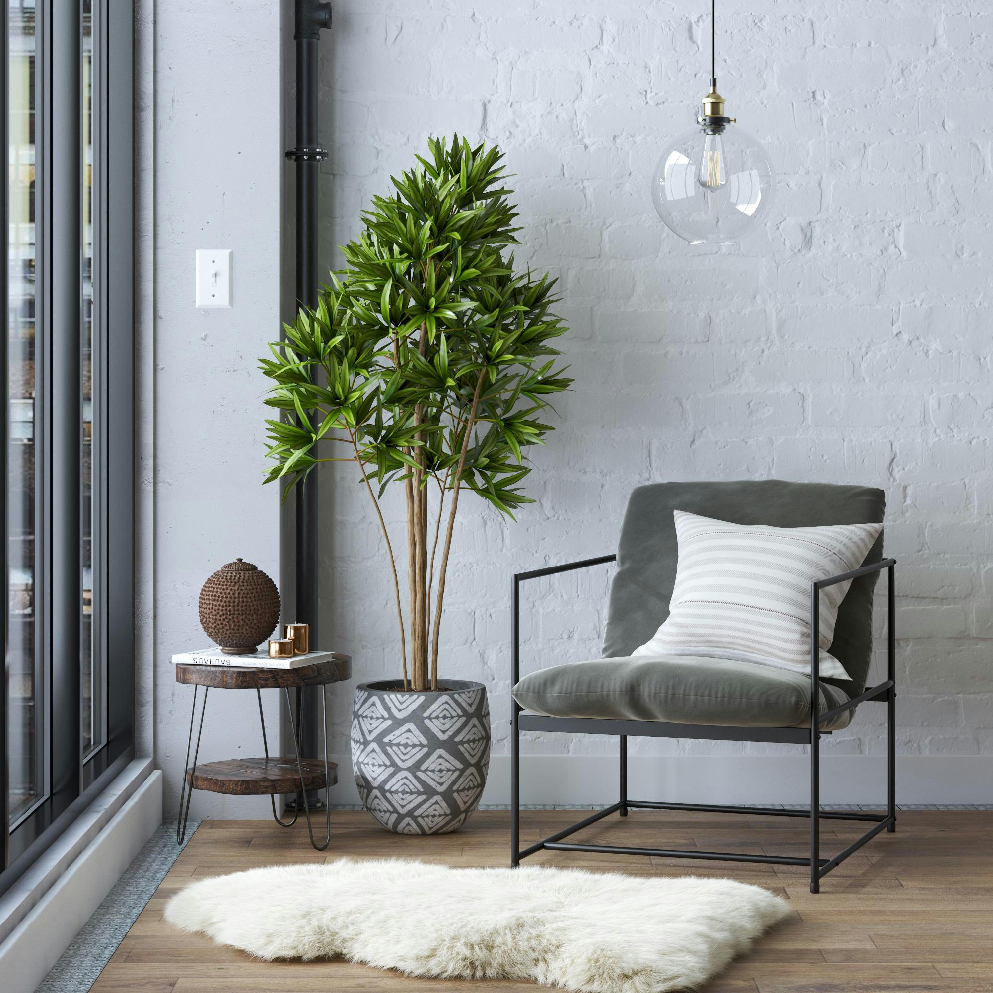 BENJAMIN - Fauteuil moderne en velours gris