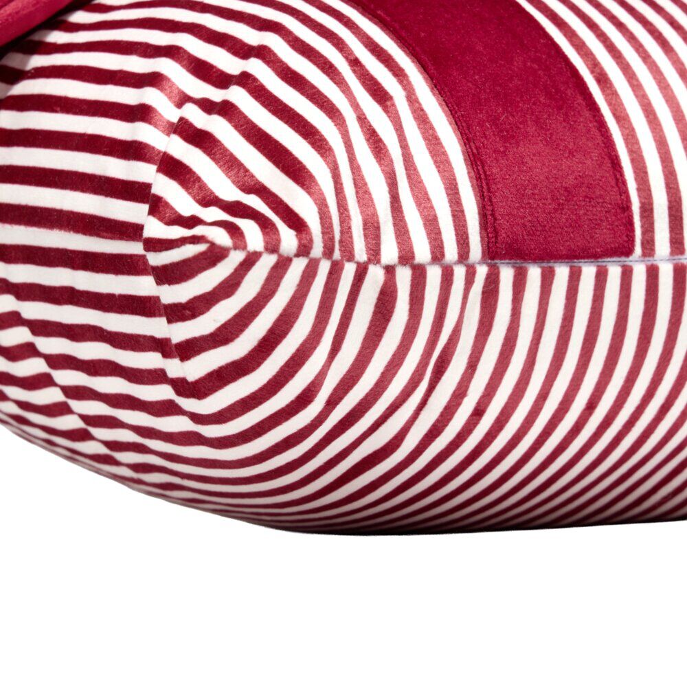 Coussin rectangulaire imprimé No&euml;l avec noeud polyester L50X30 cm rouge et blanc