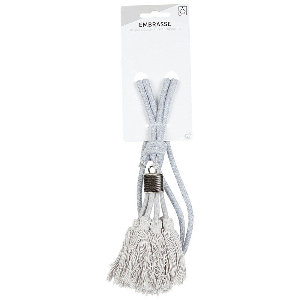 Embrasse coton rond métal et pompon gris