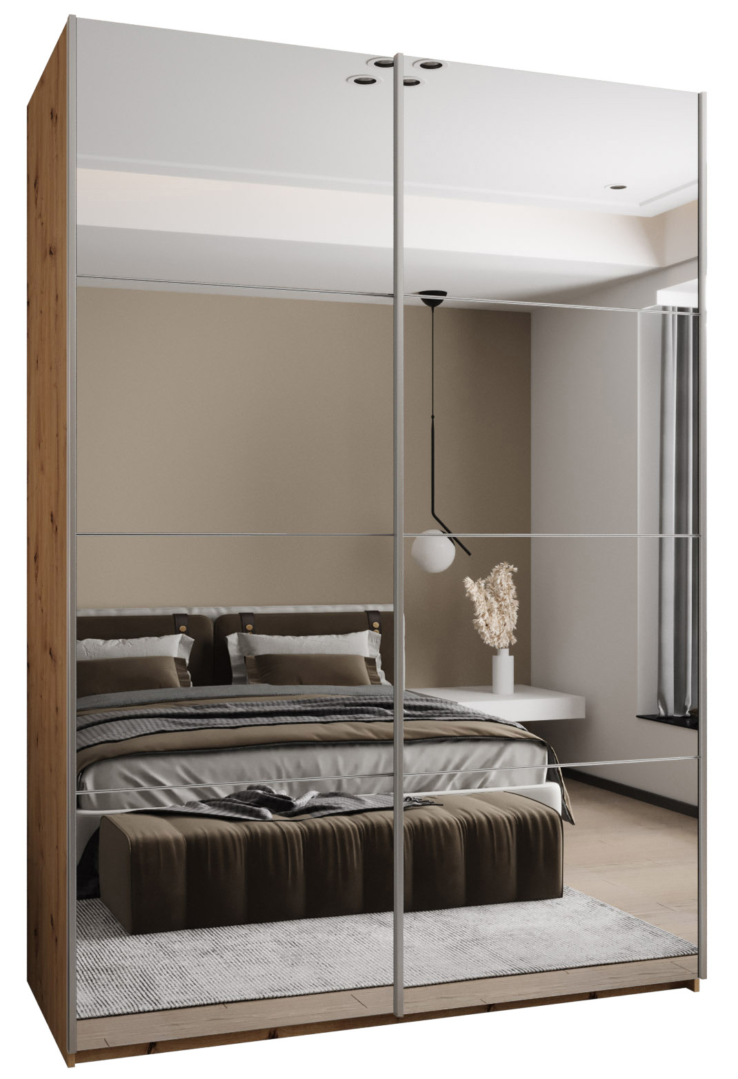 Szafa przesuwna 64 wysoka Lux 2 170 artisan biały srebrny
